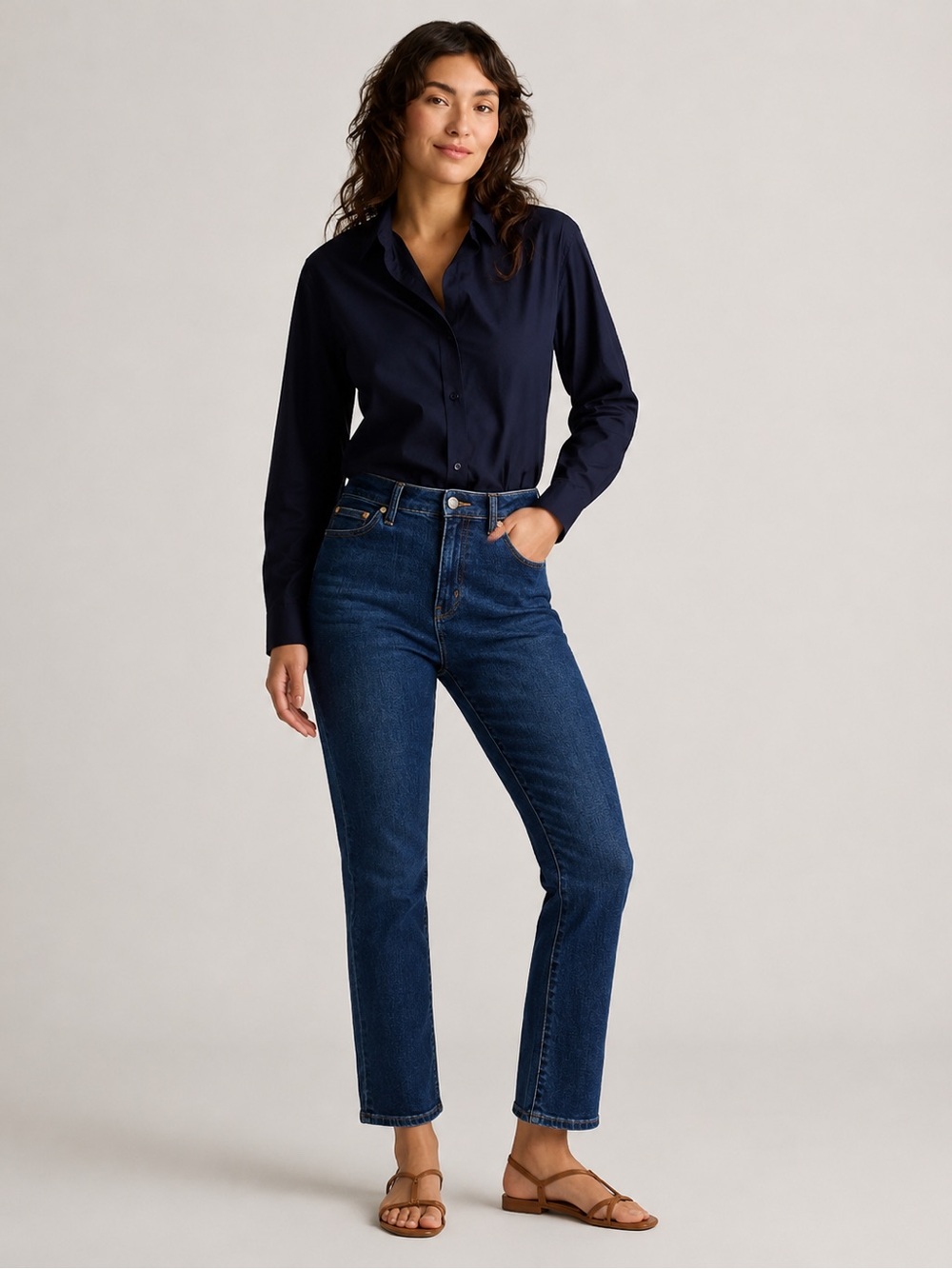 Quince Bella stretch kick flare Jeans in midnight Blue